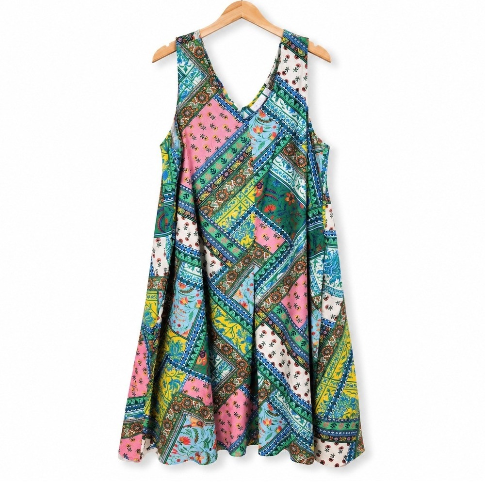 Susan Graver Womens 1X Petite Green Dolce Textured Woven Midi Dress A690976